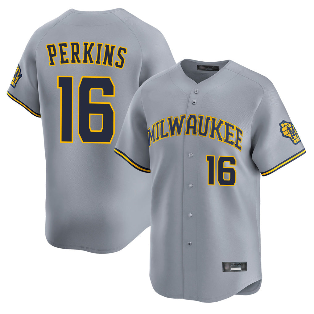 Trusc M.Brewers #16 Blake Perkins Player Gray Home Limited Stitched Jerseys