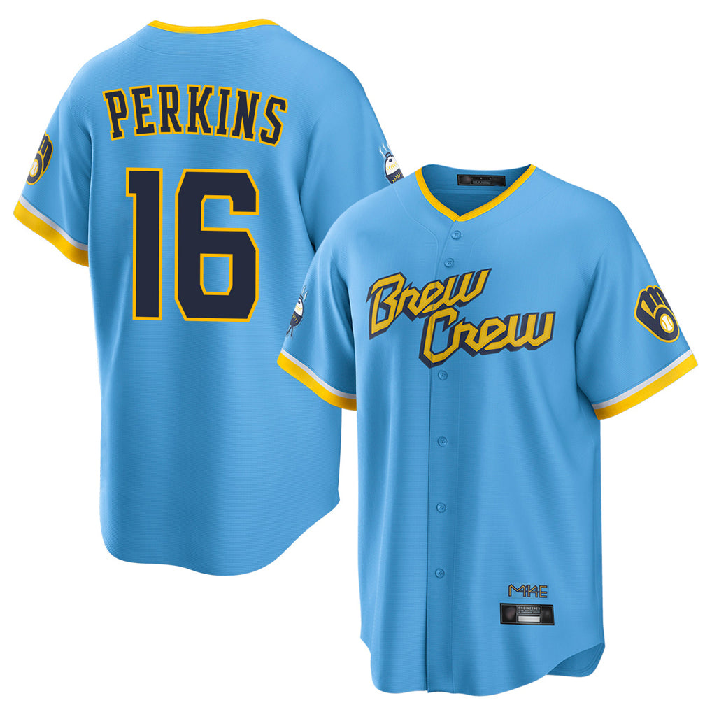 Trusc M.Brewers #16 Blake Perkins Player Light Blue City Connect Home Game Stitched Jerseys