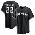 Trusc M.Brewers #22 Christian Yelich Player Black Game Home Stitched Jerseys
