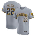 Trusc M.Brewers #22 Christian Yelich Player Gray Home Limited Elite Stitched Jerseys