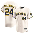Trusc M.Brewers #24 William Contreras Player Cream Home Limited Game Stitched Jerseys