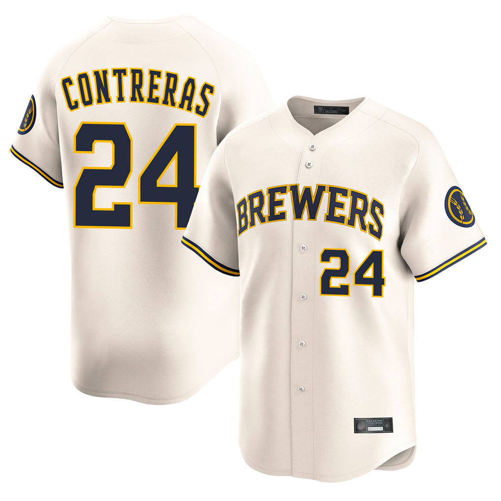 Trusc M.Brewers #24 William Contreras Player Cream Home Limited Game Stitched Jerseys