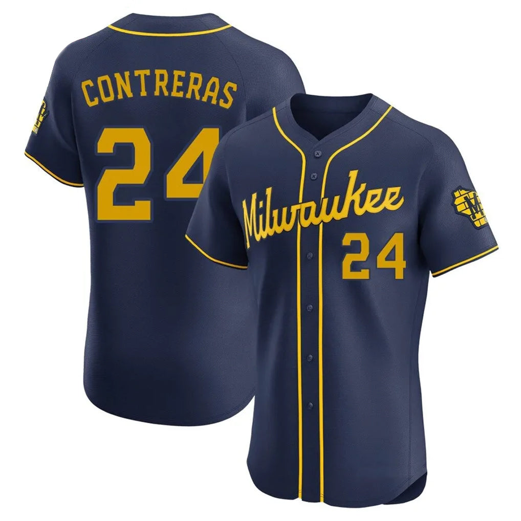 Trusc M.Brewers #24 William Contreras Player Navy Home Limited Elite Stitched Jerseys