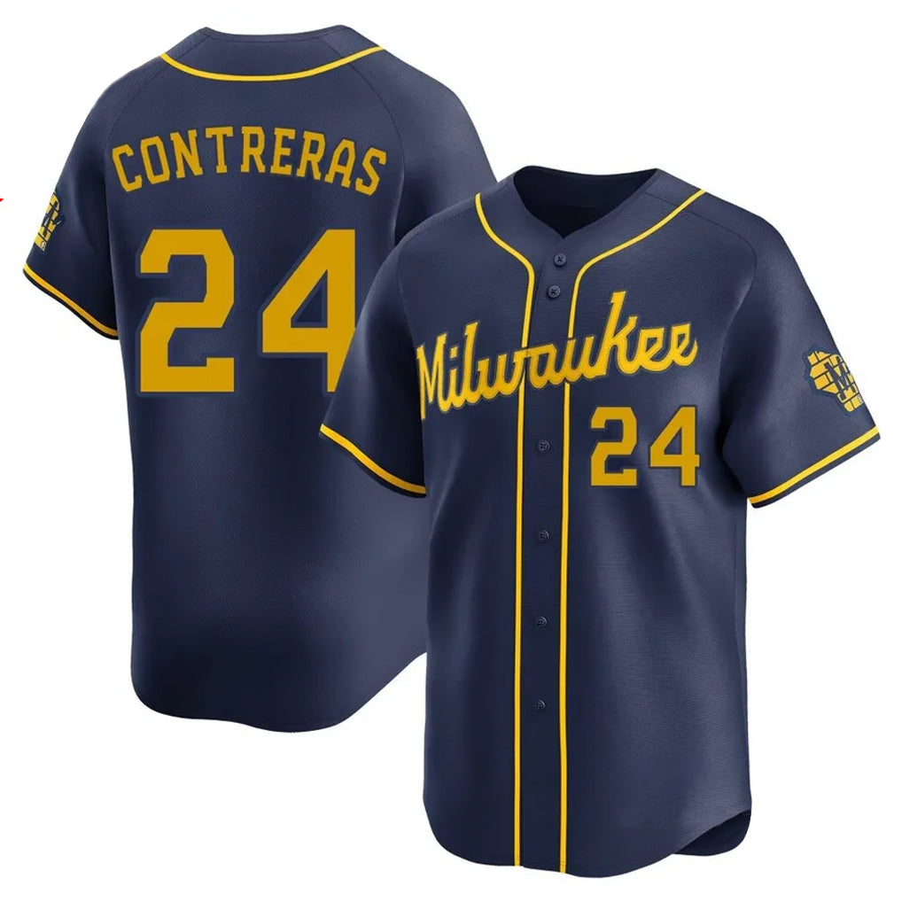 Trusc M.Brewers #24 William Contreras Player Navy Home Limited Stitched Jerseys