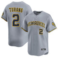 Trusc M.Brewers #2 Brice Turang Player Gray Home Limited Stitched Jerseys