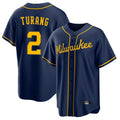 Trusc M.Brewers #2 Brice Turang Player Navy Home Game Stitched Jerseys