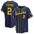 Trusc M.Brewers #2 Brice Turang Player Navy Home Stadium Game Stitched Jerseys
