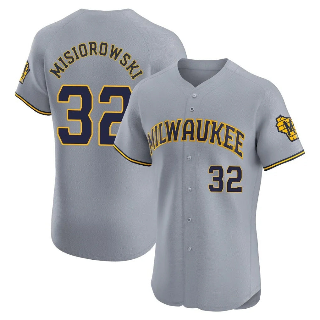Trusc M.Brewers #32 Jacob Misiorowski Player Gray Home Limited Elite Stitched Jerseys