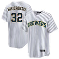 Trusc M.Brewers #32 Jacob Misiorowski Player White Stripes Home Game Stitched Jerseys