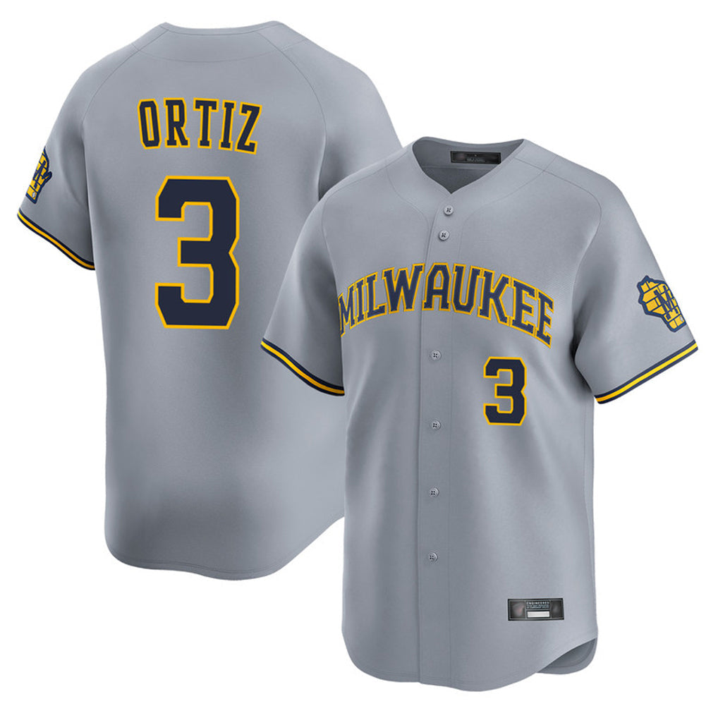 Trusc M.Brewers #3 Joey Ortiz Player Gray Home Limited Stitched Jerseys