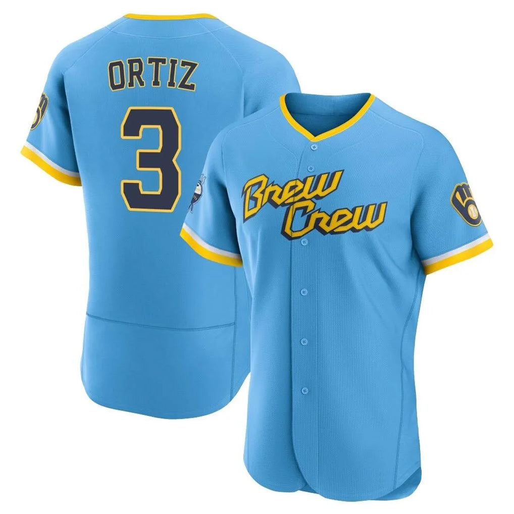 Trusc M.Brewers #3 Joey Ortiz Player Light Blue City Connect Home Limited Elite Stitched Jerseys