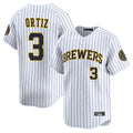 Trusc M.Brewers #3 Joey Ortiz Player White Stripes Home Limited Game Stitched Jerseys