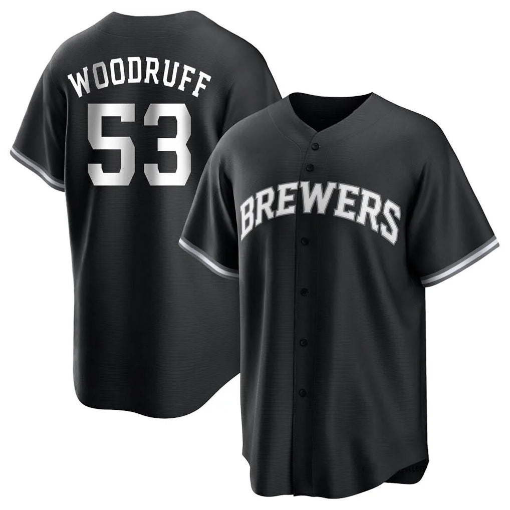 Trusc M.Brewers #53 Brandon Woodruff Player Black Game Home Stitched Jerseys