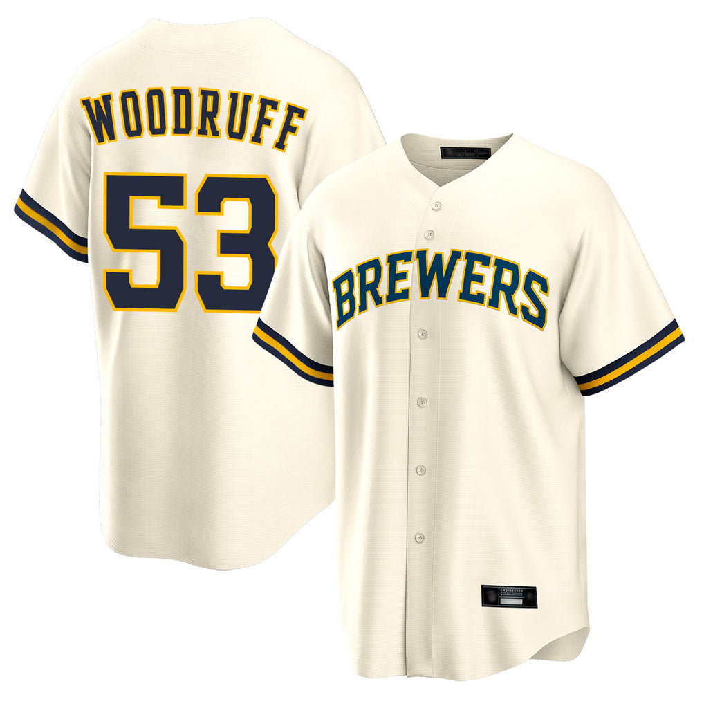 Trusc M.Brewers #53 Brandon Woodruff Player Cream Home Game Stitched Jerseys