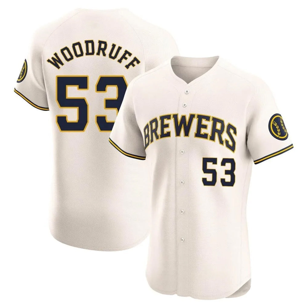 Trusc M.Brewers #53 Brandon Woodruff Player Cream Home Limited Elite Stitched Jerseys