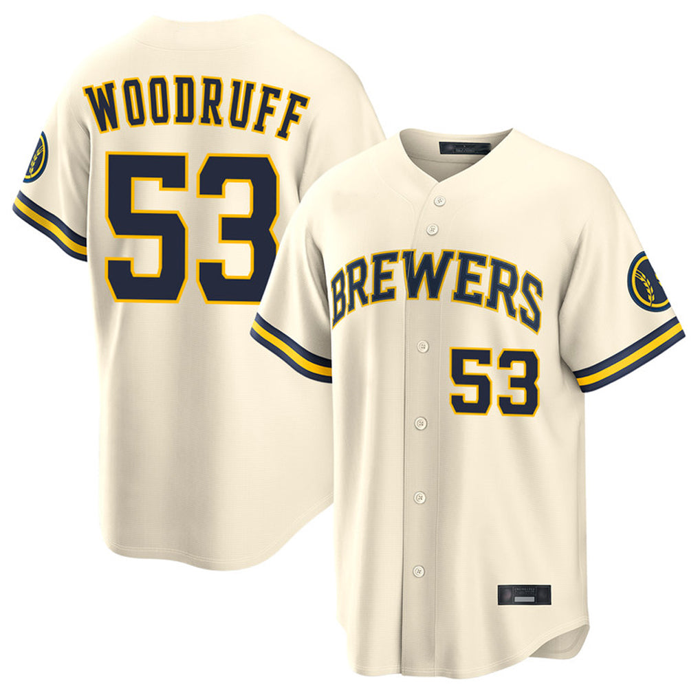 Trusc M.Brewers #53 Brandon Woodruff Player Cream Home Limited Stitched Jerseys