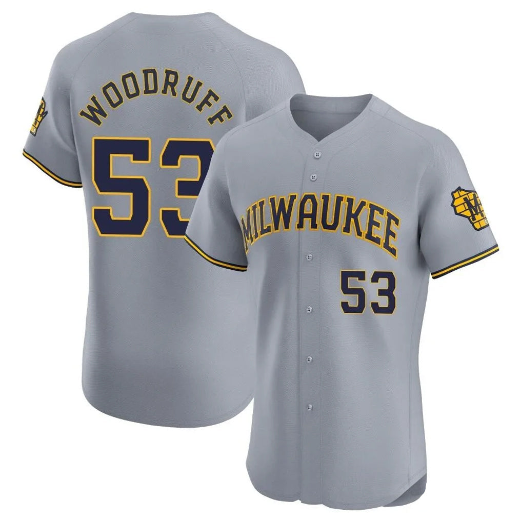 Trusc M.Brewers #53 Brandon Woodruff Player Gray Home Limited Elite Stitched Jerseys