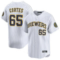 Trusc M.Brewers #65 Nestor Cortes Player White Stripes Home Limited Game Stitched Jerseys