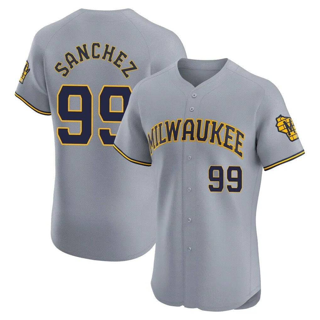 Trusc M.Brewers #99 Gary Sanchez Player Gray Home Limited Elite Stitched Jerseys