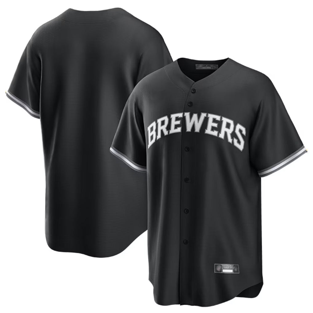 Trusc M.Brewers Blank Player Black Game Home Stitched Jerseys
