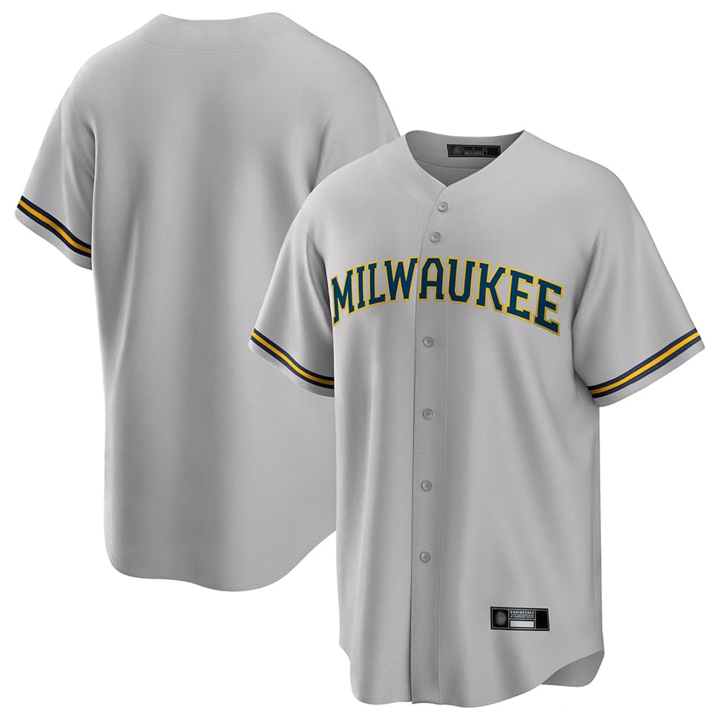 Trusc M.Brewers Blank Player Gray Home Game Stitched Jerseys
