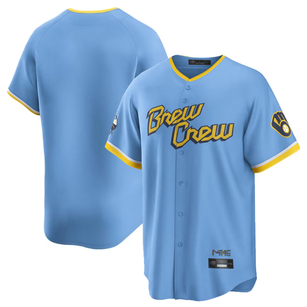 Trusc M.Brewers Blank Player Light Blue City Connect Home Game Stitched Jerseys
