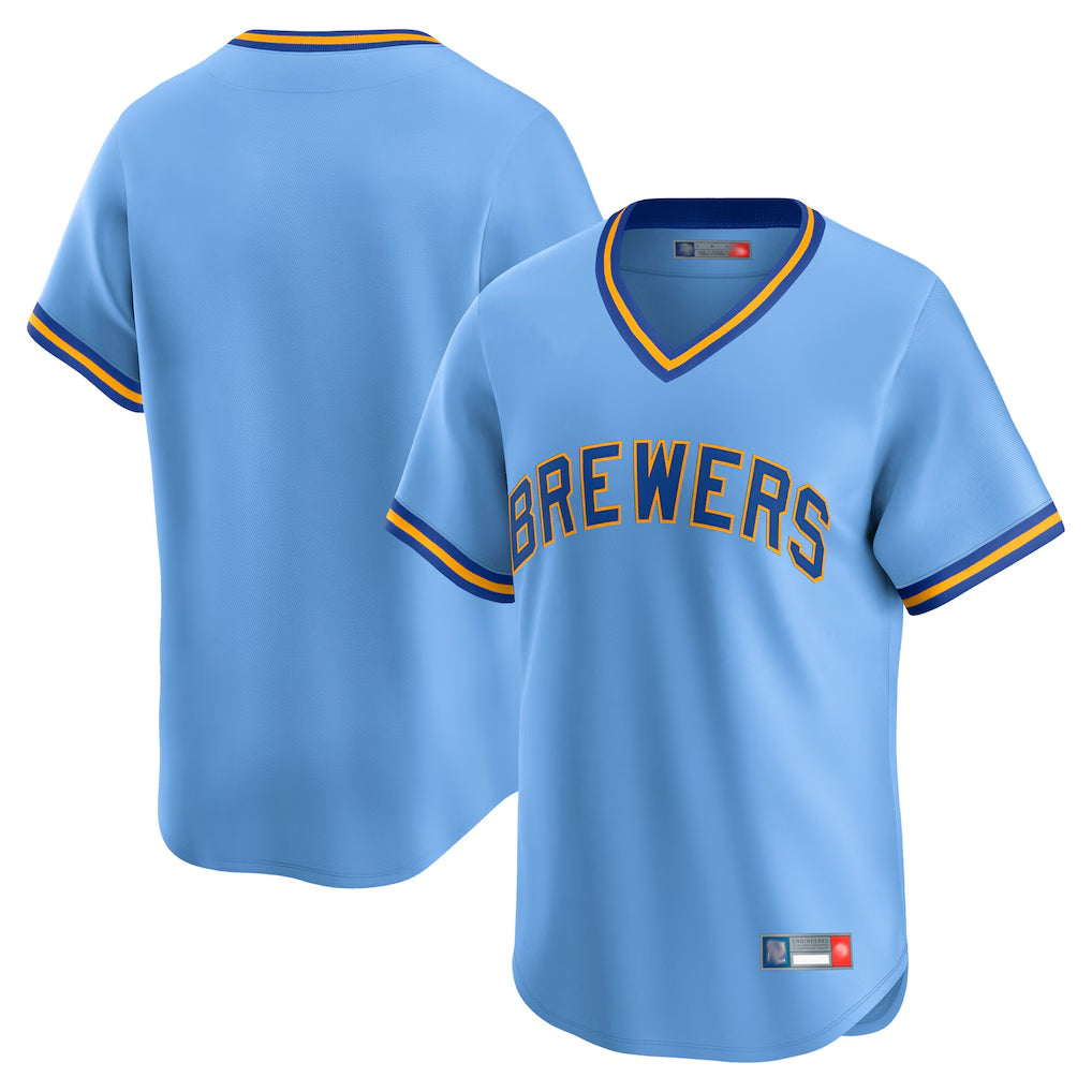 Trusc M.Brewers Blank Player Light Blue Cooperstown Collection T-shirt Stitched Jerseys