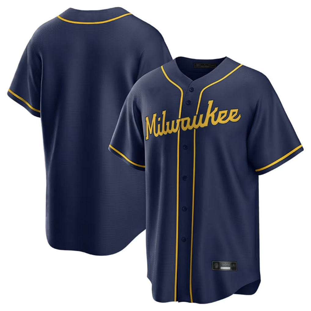 Trusc M.Brewers Blank Player Navy Home Game Stitched Jerseys