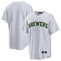 Trusc M.Brewers Blank Player White Stripes Home Game Stitched Jerseys