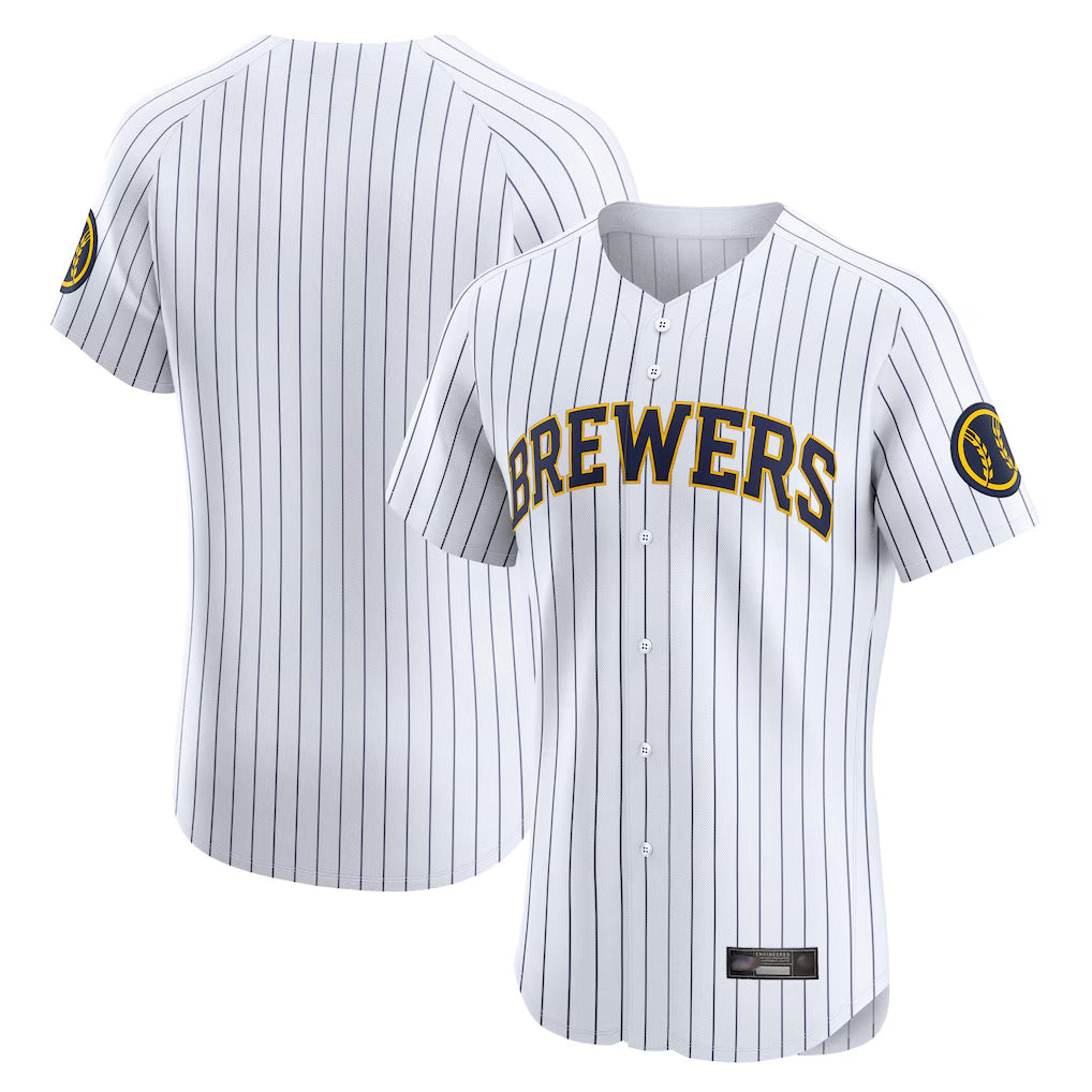 Trusc M.Brewers Blank Player White Stripes Home Limited Elite Stitched Jerseys