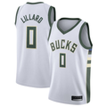 Trusc M.Bucks #0 Damian Lillard White Swingman Player Jerseys - Association Edition