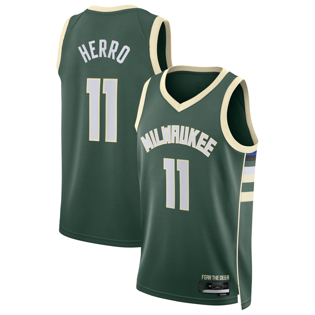 Trusc M.Bucks #11 Tyler Herro Hunter Green Swingman Jerseys - Icon Edition