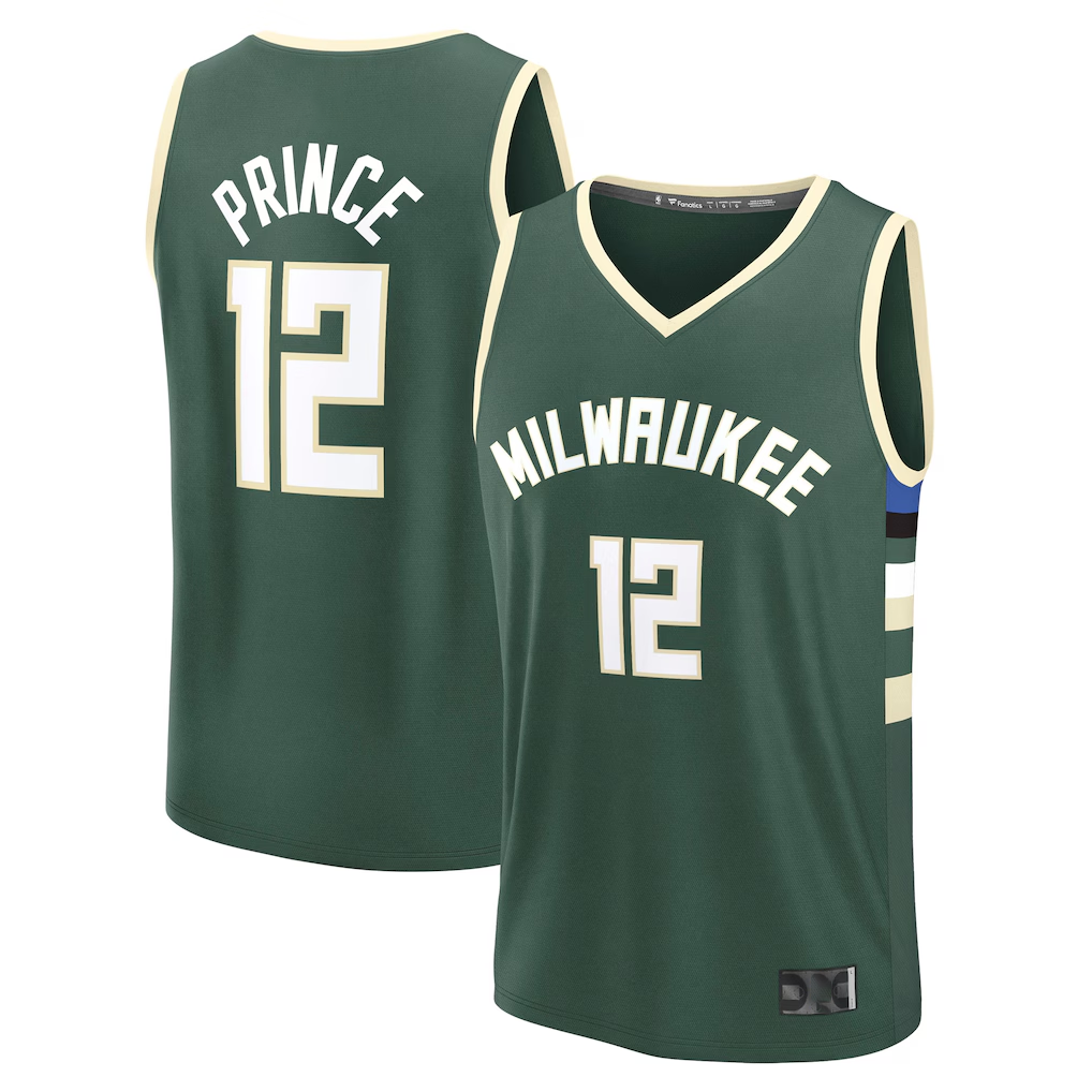 Trusc M.Bucks #12 Taurean Prince Hunter Green Fast Break Replica Player Jerseys - Icon Edition