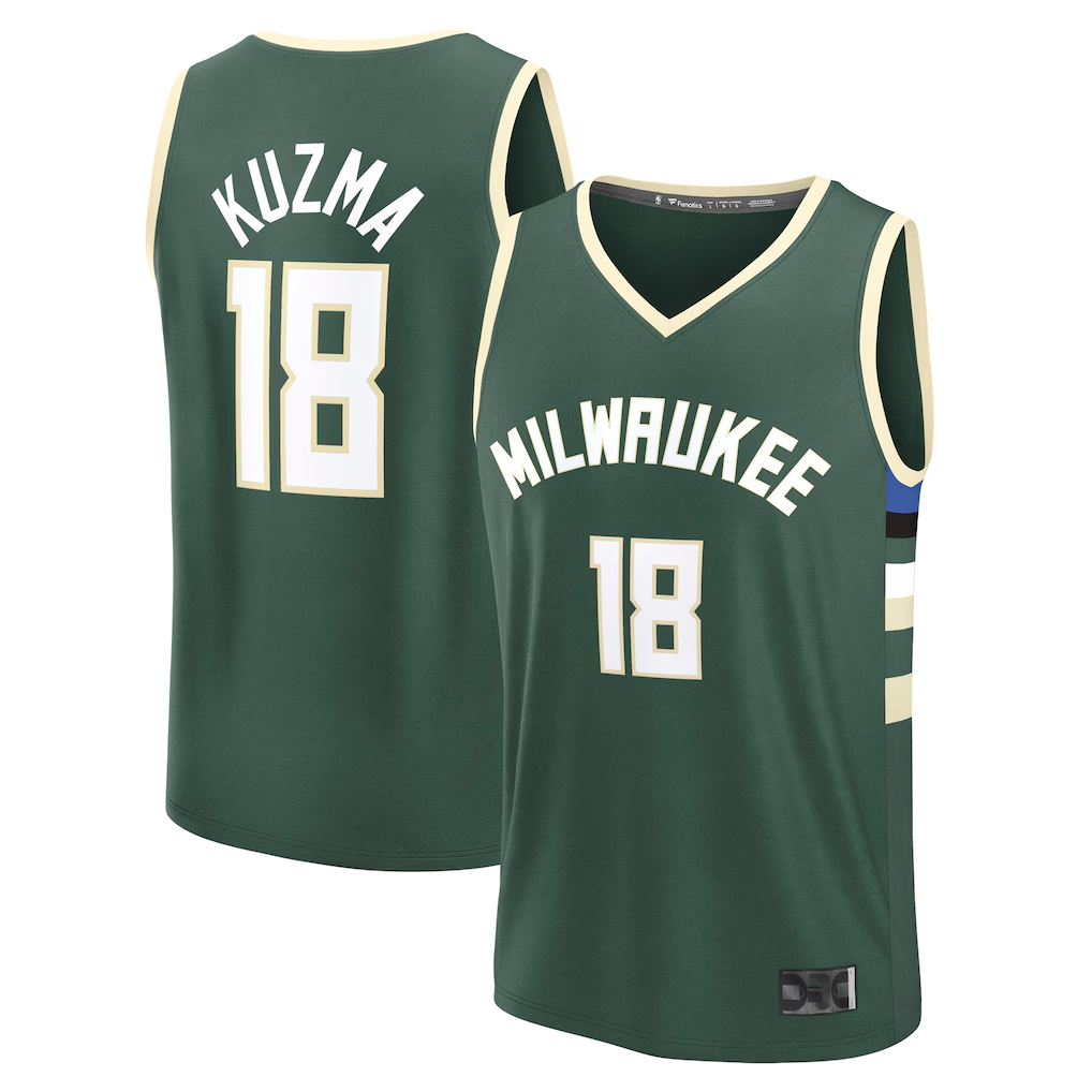Trusc M.Bucks #18 Kyle Kuzma Hunter Green Fast Break Replica Player Jerseys - Icon Edition