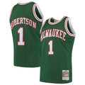 Trusc M.Bucks #1 Oscar Robertson Mitchell & Ness Green 197172 Hardwood Classics Swingman Jerseys