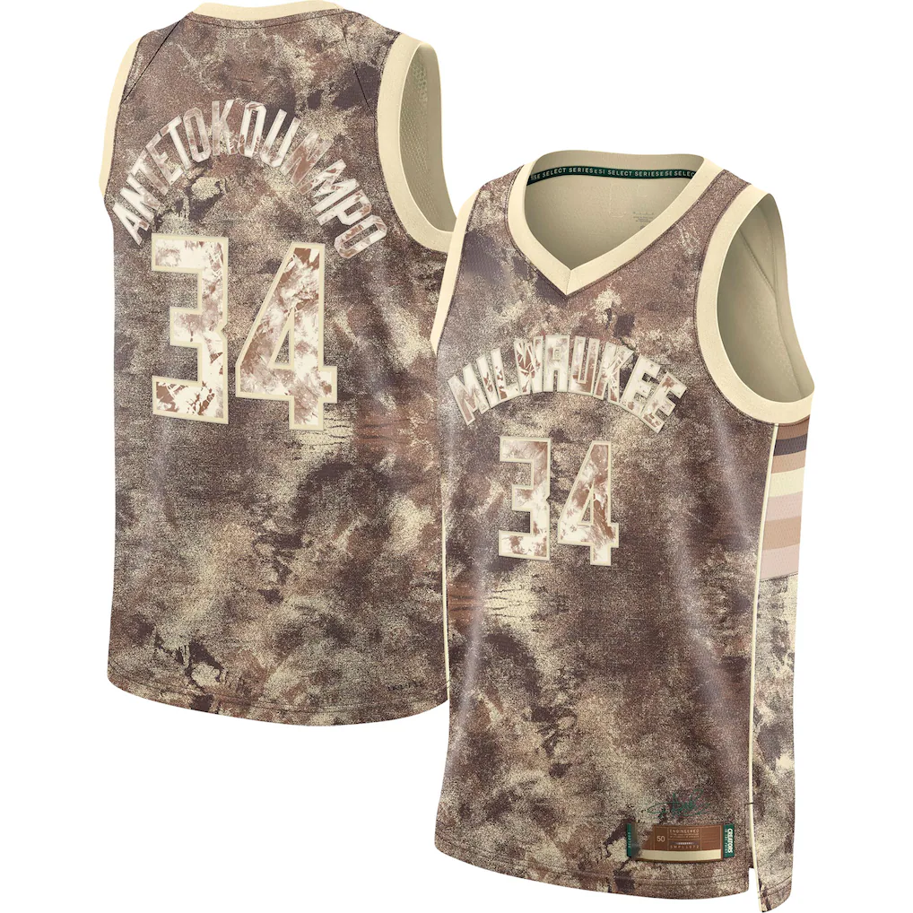 Trusc M.Bucks #34 Giannis Antetokounmpo Brown Select Series Swingman Jerseys