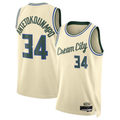 Trusc M.Bucks #34 Giannis Antetokounmpo Cream 2025-26 Swingman Jerseys - City Edition