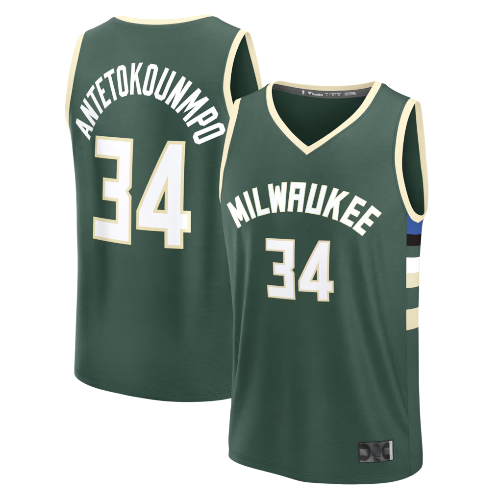 Trusc M.Bucks #34 Giannis Antetokounmpo Hunter Green Fast Break Replica Player Jerseys - Icon Edition