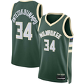 Trusc M.Bucks #34 Giannis Antetokounmpo Hunter Green Swingman Jerseys - Icon Edition