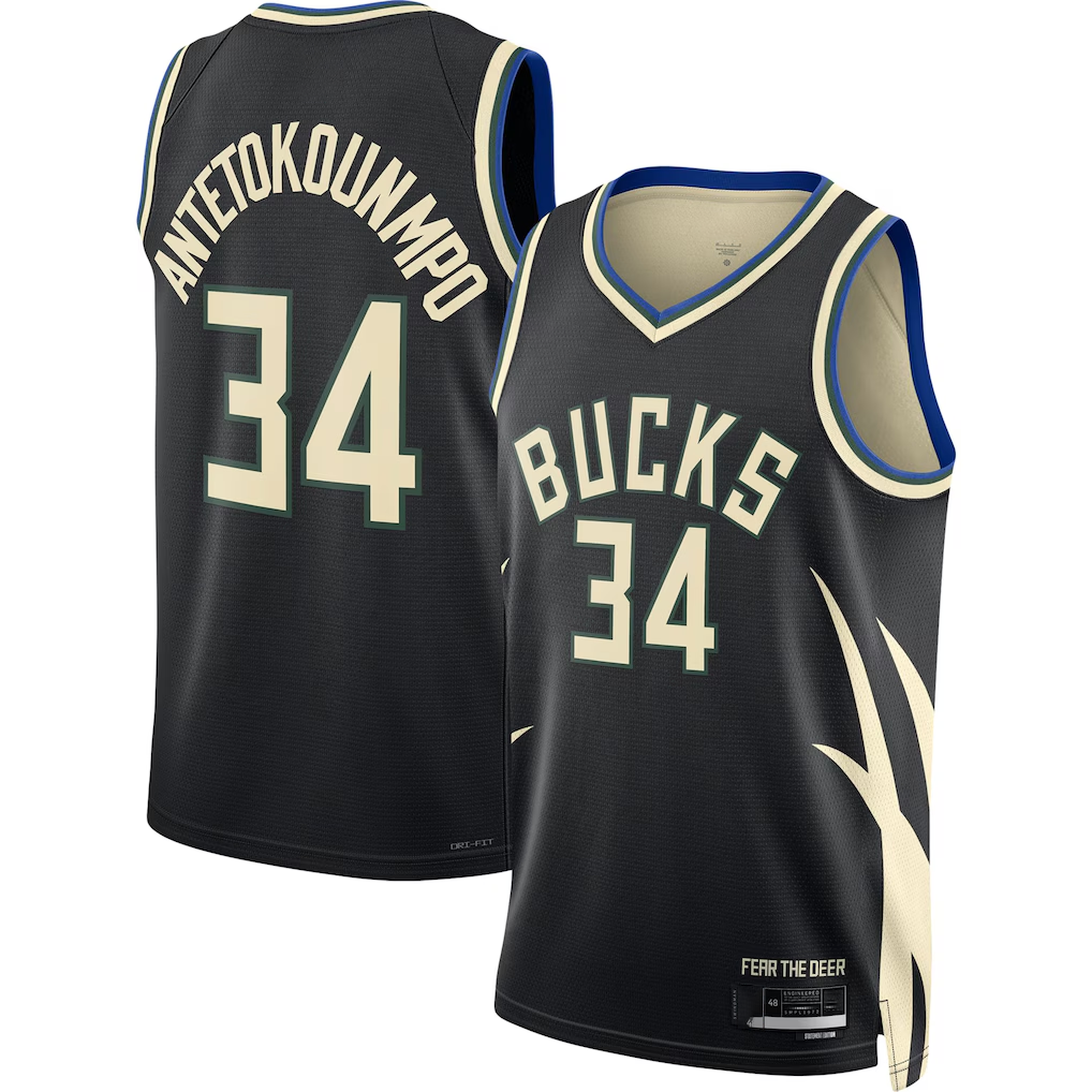 Trusc M.Bucks #34 Giannis Antetokounmpo Jordan Brand Black Swingman Jerseys - Statement Edition