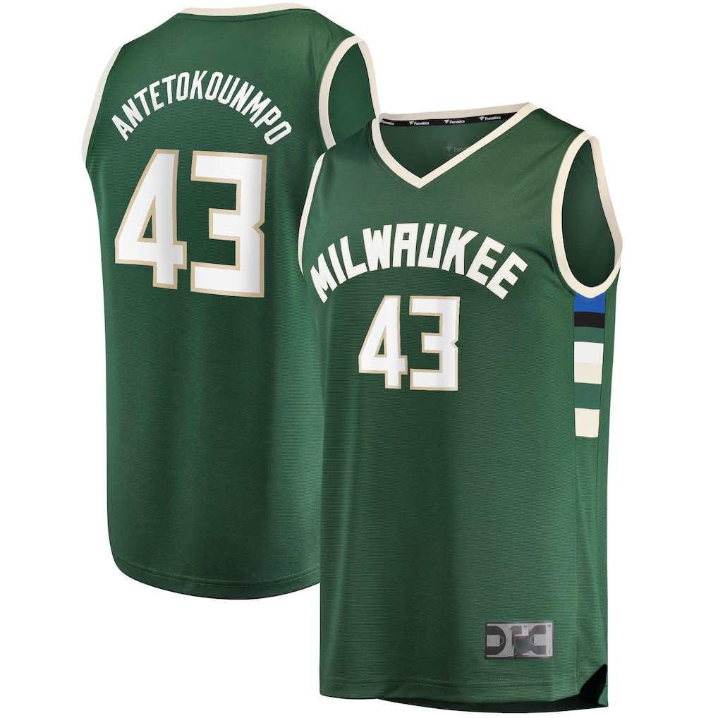 Trusc M.Bucks #43 Thanasis Antetokounmpo Hunter Green Fast Break Replica Player Jerseys - Icon Edition
