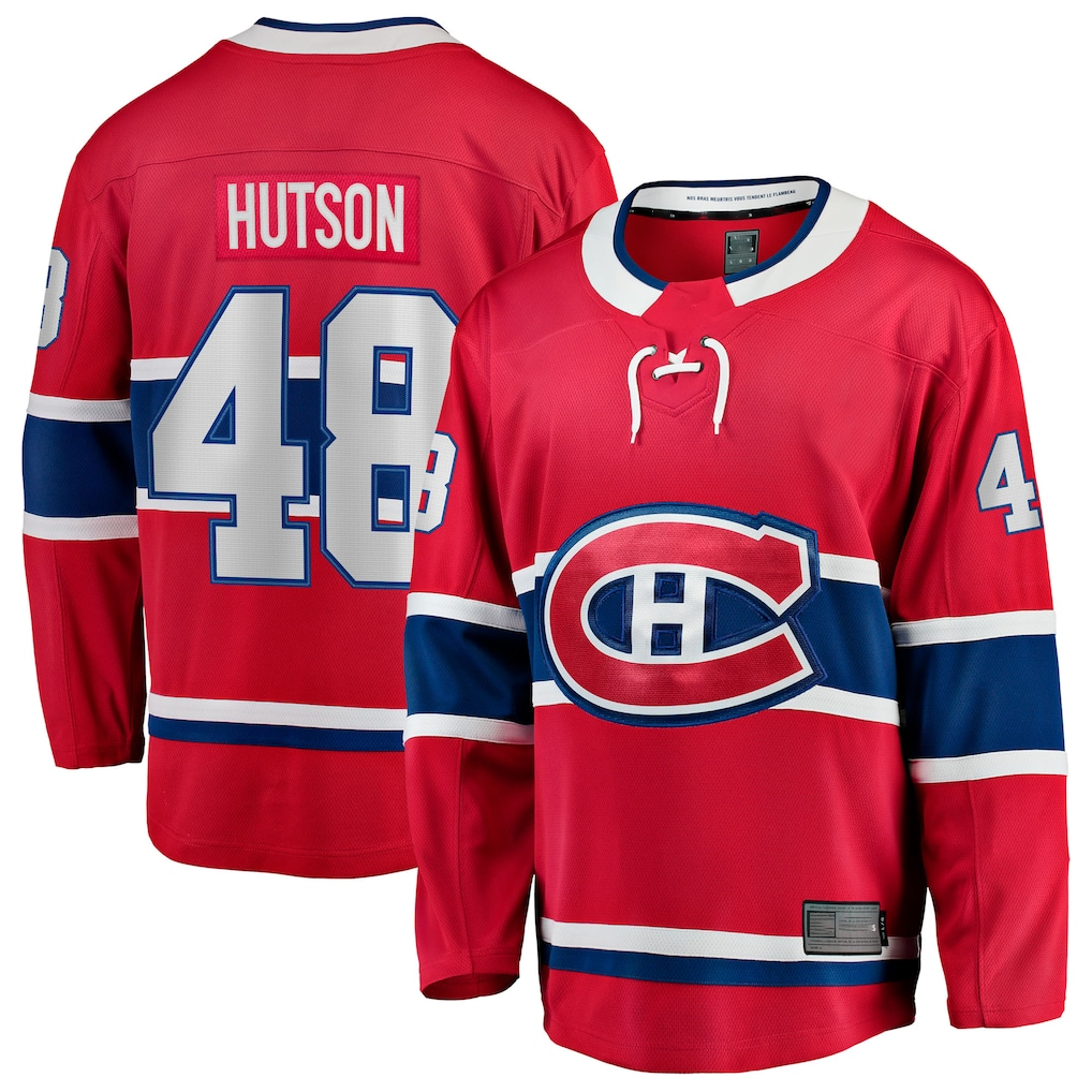 Trusc M.Canadiens #48 Lane Hutson Red Home Breakaway Jerseys