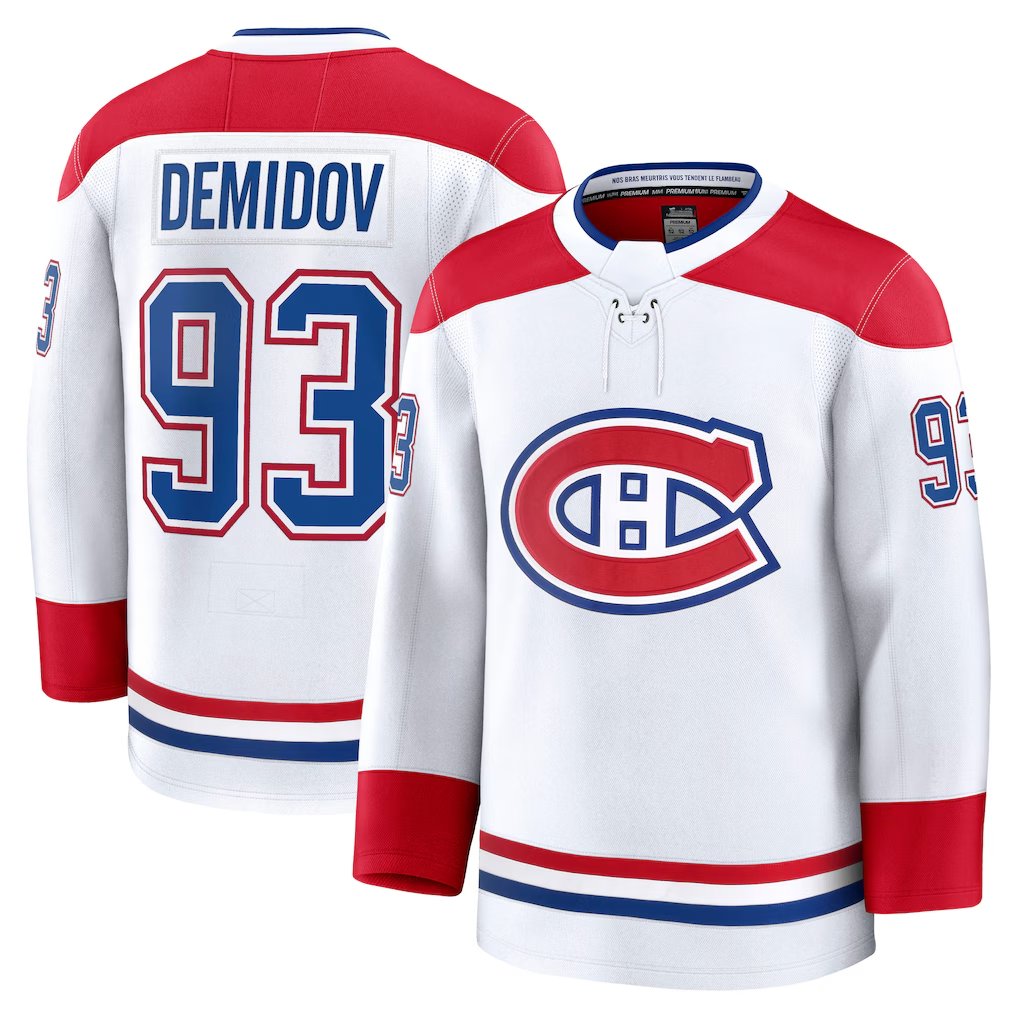 Trusc M.Canadiens #93 Ivan Demidov White Away Premium Jerseys