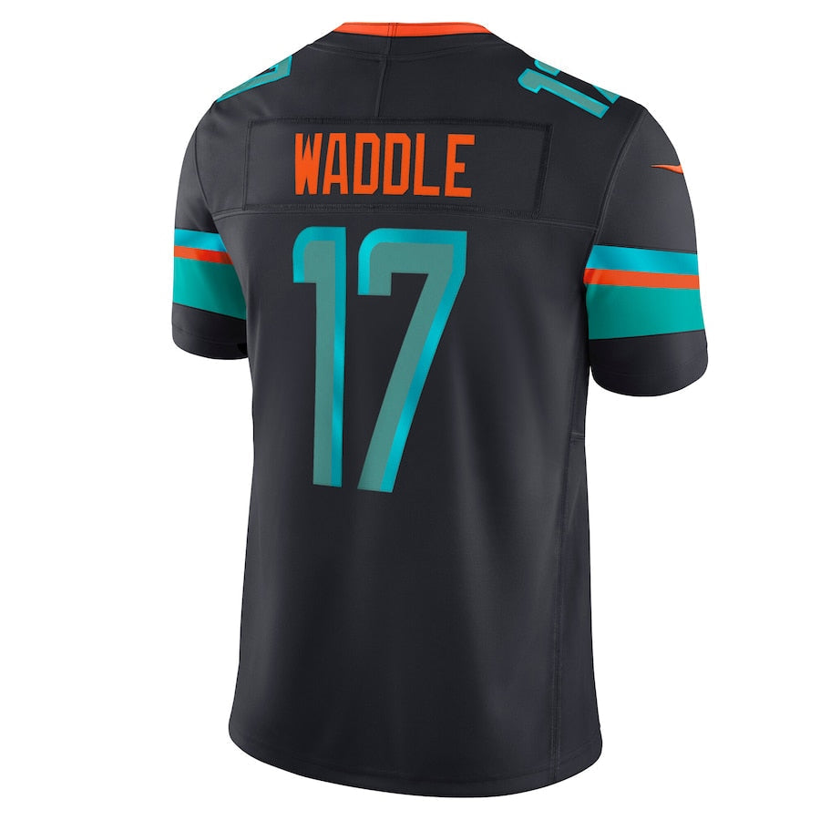 Trusc M.Dolphins #17 Jaylen Waddle Player Blue Rivalries Collection Vapor Limited Stitched Jersey