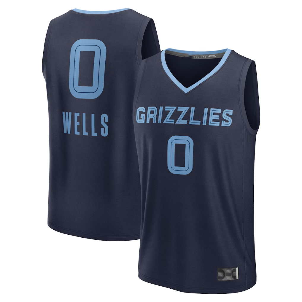 Trusc M.Grizzlies #0 Jaylen Wells Navy Fast Break Replica Player Stitched Jerseys- Icon Edition