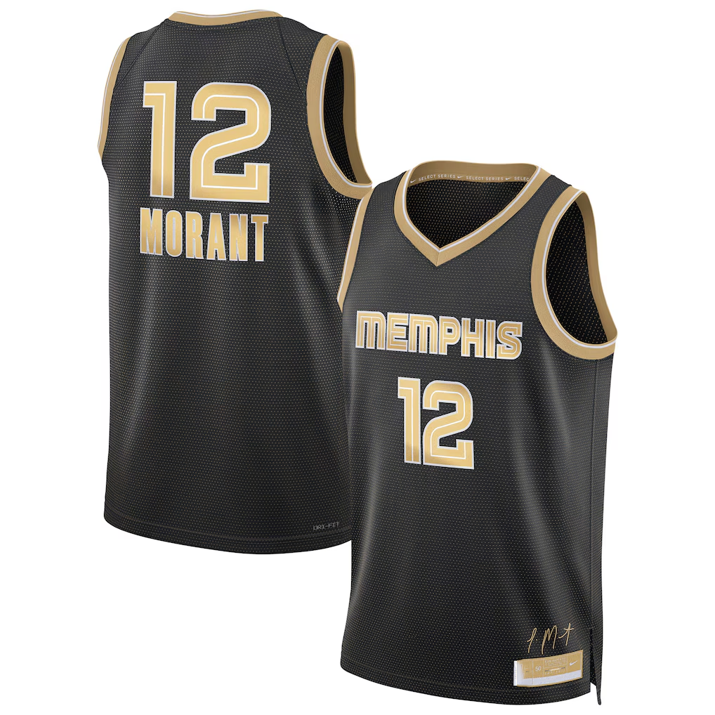 Trusc M.Grizzlies #12 Ja Morant Black Select Series Swingman Stitched Jerseys