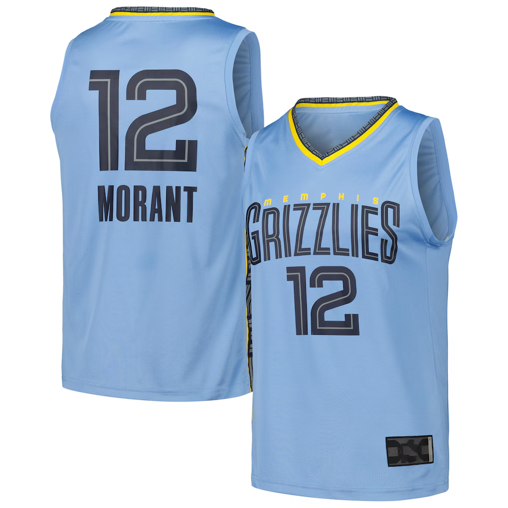 Trusc M.Grizzlies #12 Ja Morant Light Blue Fast Break Replica Player Stitched Jerseys- Statement Edition