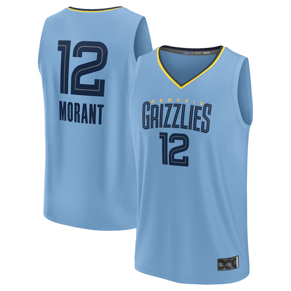 Trusc M.Grizzlies #12 Ja Morant Light Blue Fast Break Replica Player Stitched Jerseys- Statement Edition