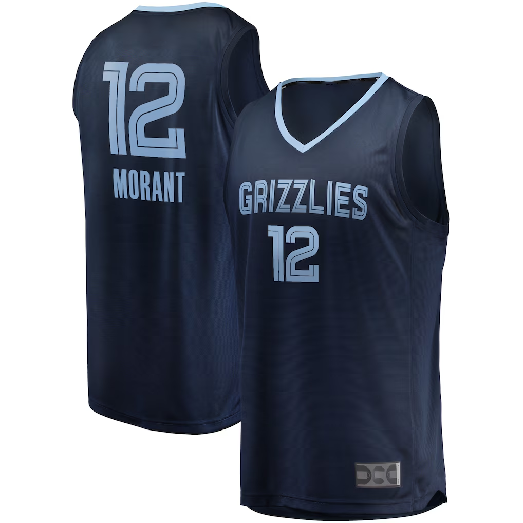 Trusc M.Grizzlies #12 Ja Morant Navy Big & Tall Fast Break Player Stitched Jerseys- Icon Edition