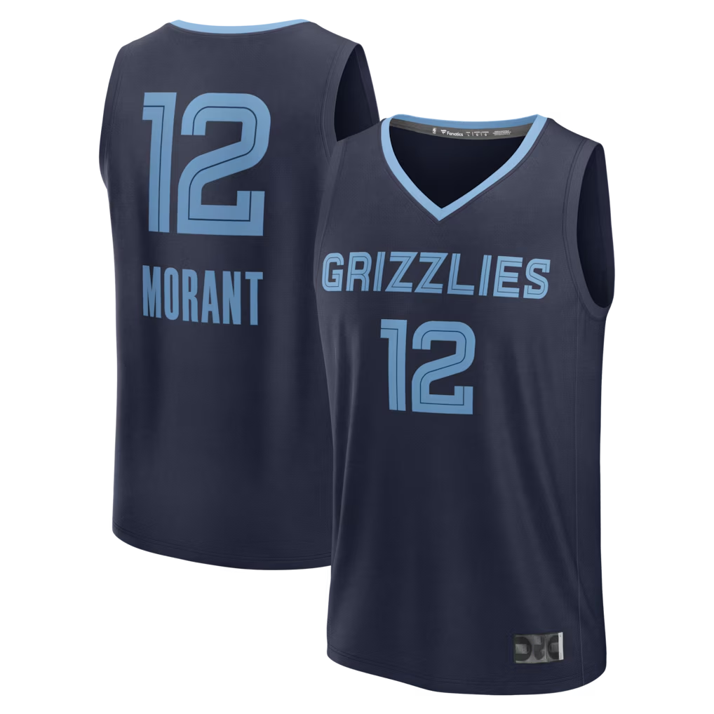Trusc M.Grizzlies #12 Ja Morant Navy Fast Break Replica Player Stitched Jerseys- Icon Edition